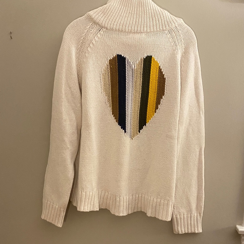 Lisa Todd “Love Is Back” Intarsia Sweater in Snow, Sz L